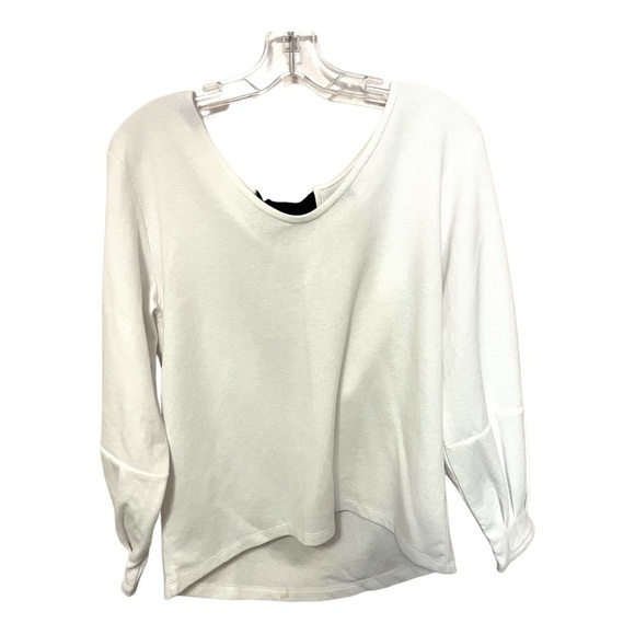 HALOGEN White Long Sleeve Short With Black Tie Back Size S - Picture 1 of 2